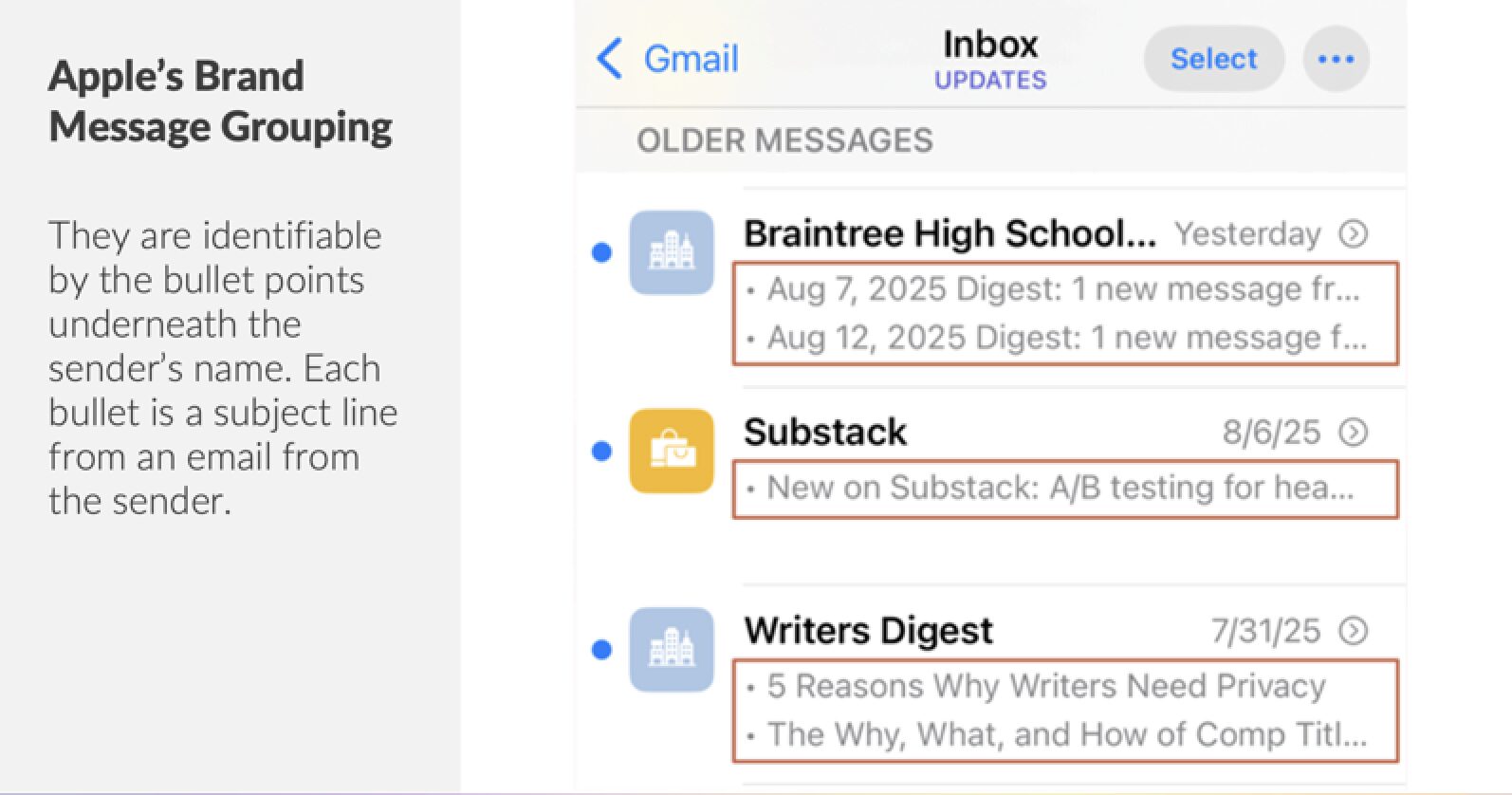 Screenshot of Apple's Brand Message Grouping