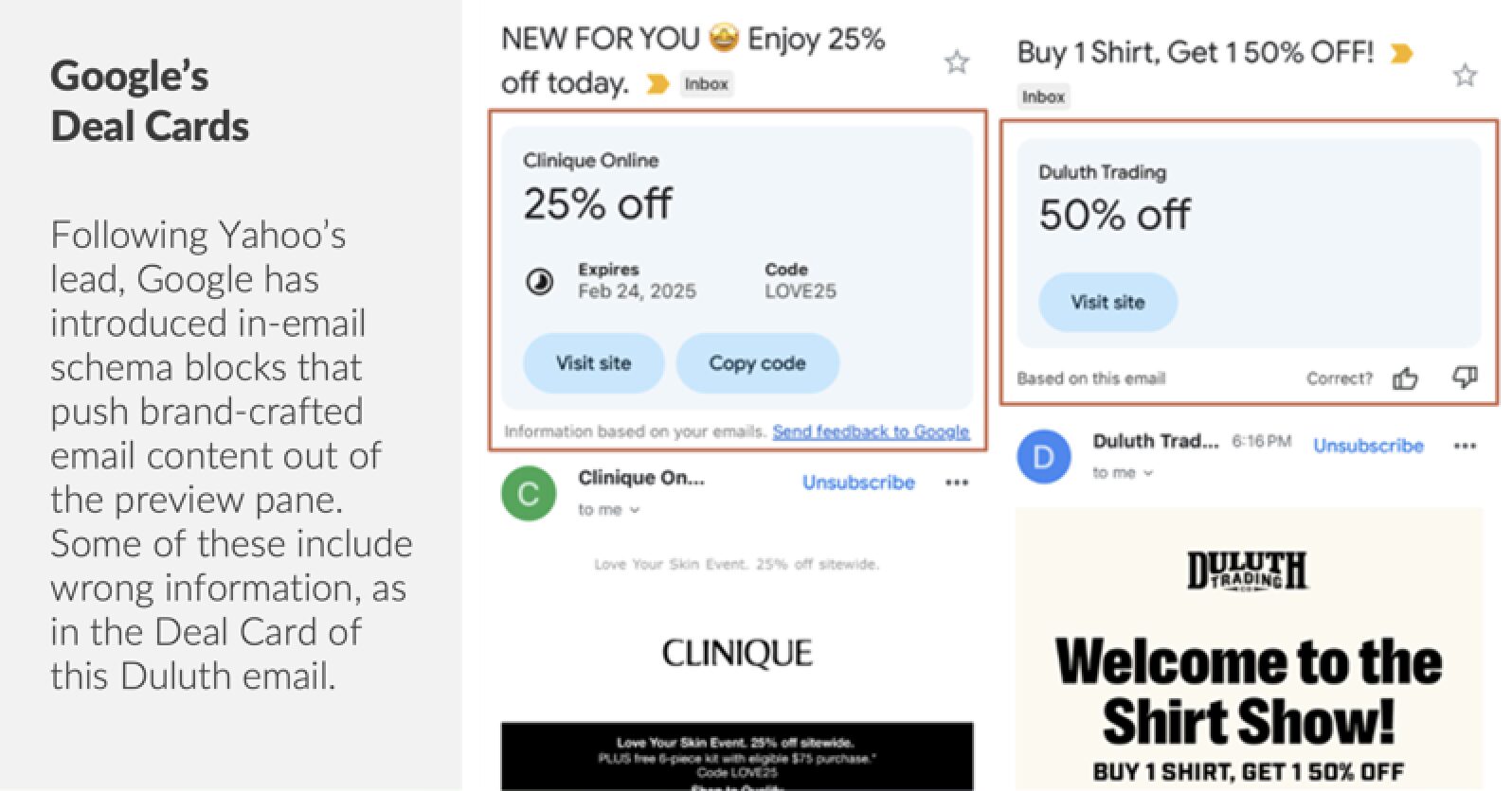 Screenshot of Google's Deal Cards