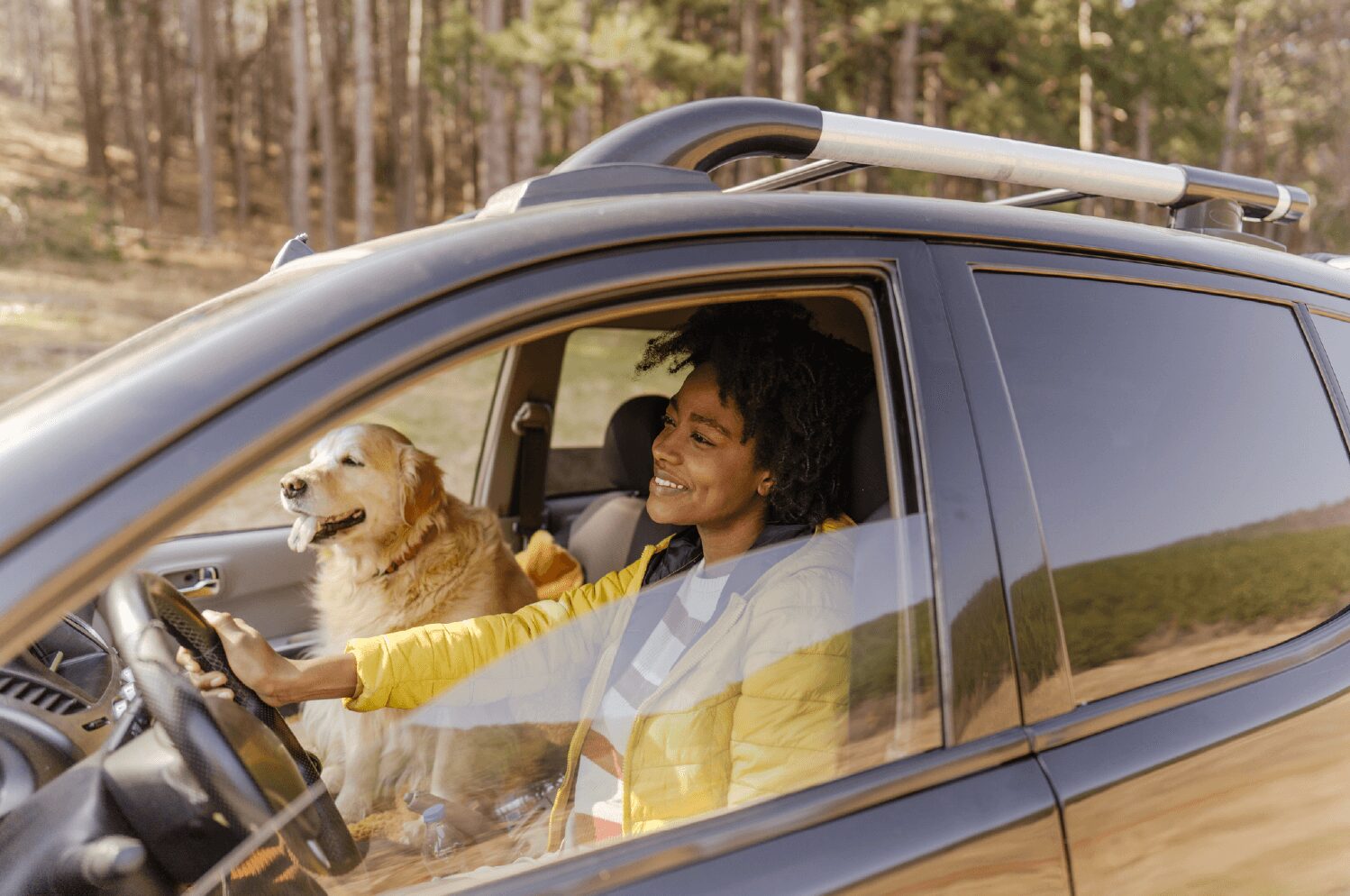 Pep boys case study image o women in a car wiht her dog